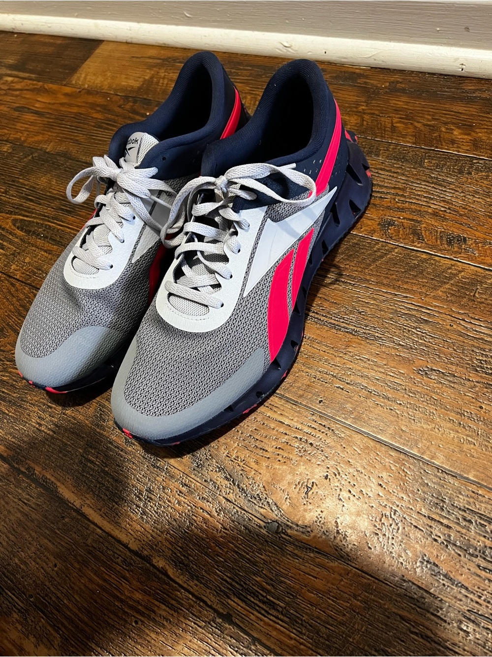 Reebok Gray and Pink Mesh Athletic Sneakers